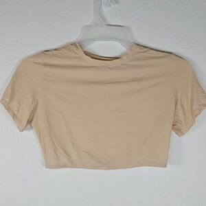 NWT SKIMS Fits Everybody Sand Short Sleeve Crop T Shirt Top XL